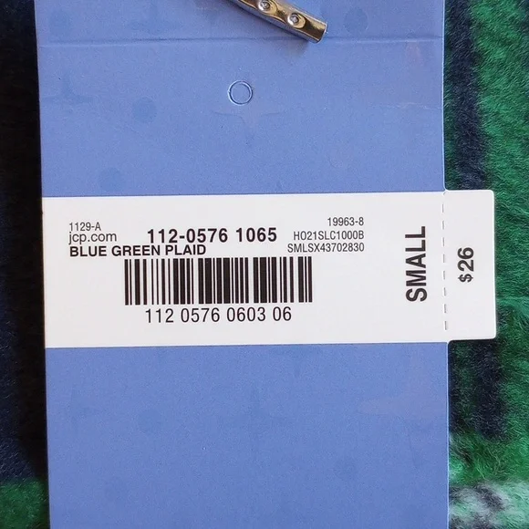 NWT 2PC Sleep Chic Plaid Pajama Pants Socks S Bottoms Blue Green JC Penney - Picture 6 of 10